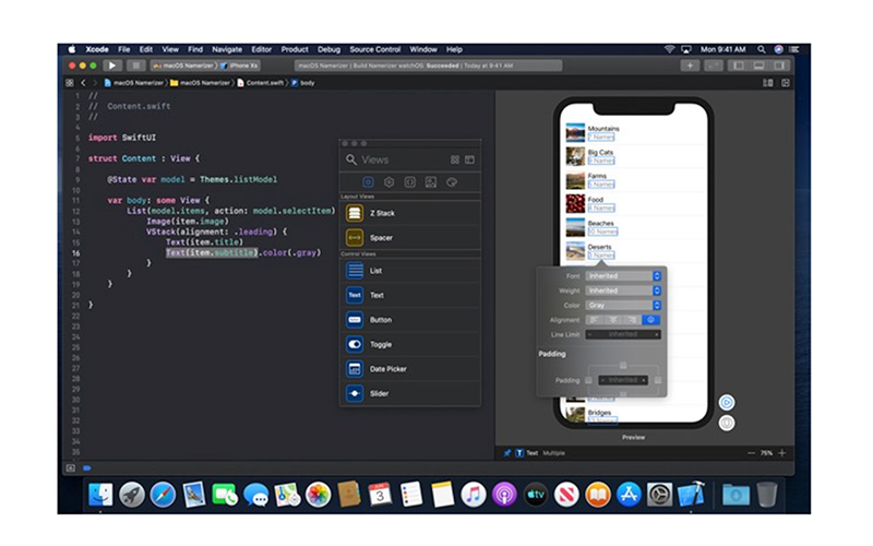Intuitive new design tools in Xcode make building interfaces with SwiftUI as easy as dragging and dropping.