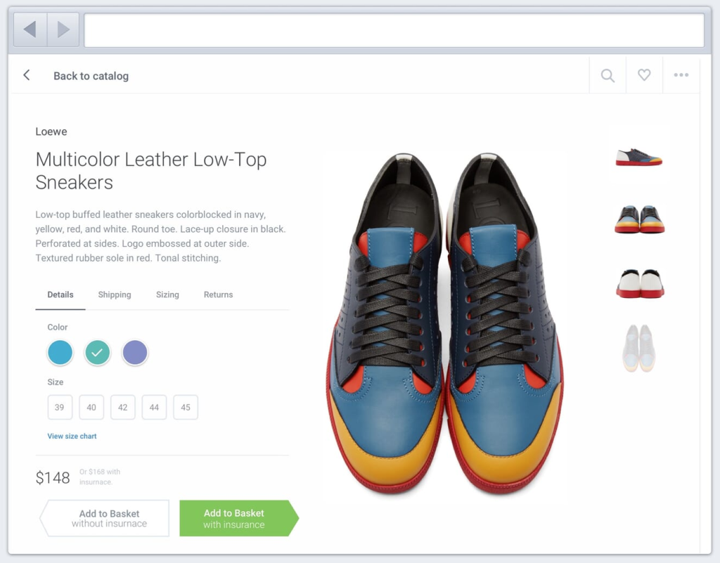 e-commerce basket with manipulative design