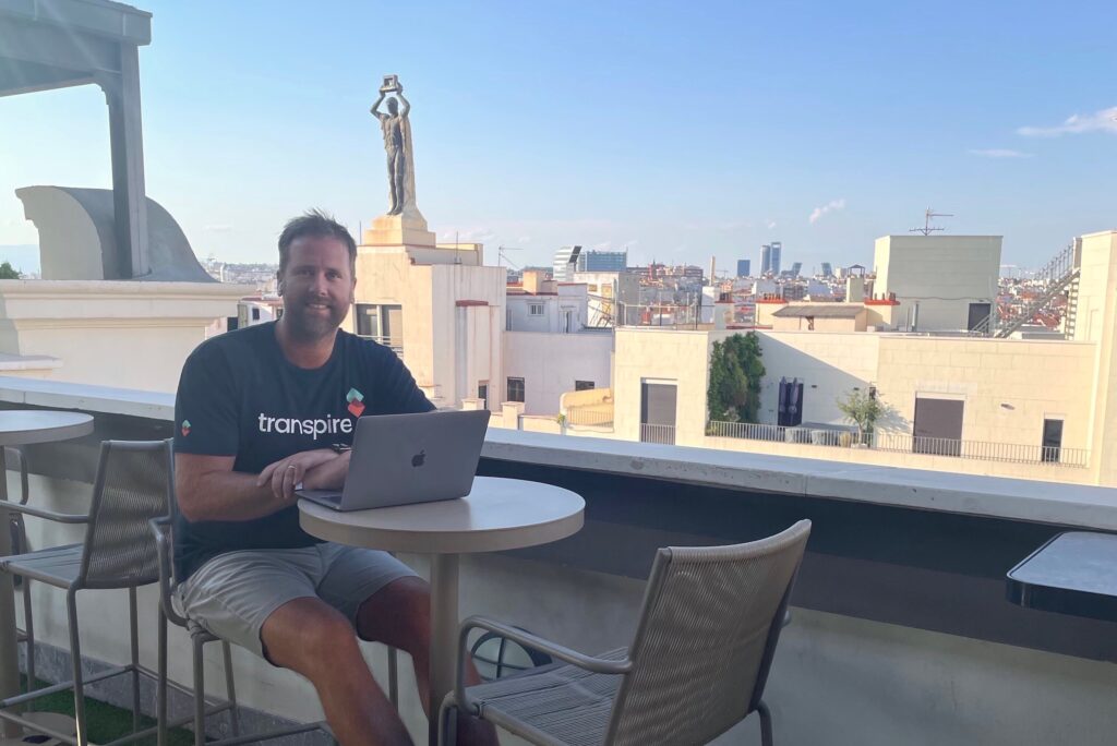 Josh working on a rooftop in Spain